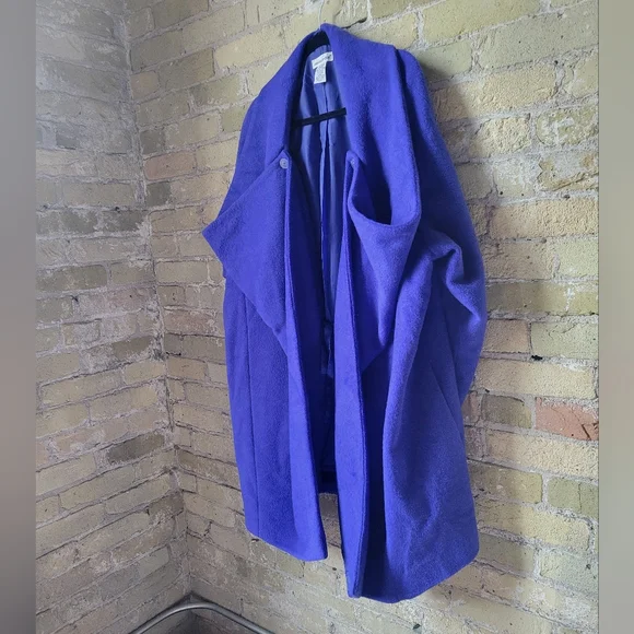 Vintage Jessica London Cobalt Blue  Asymmetrical Coat Jacket Size 24 - Picture 2 of 10